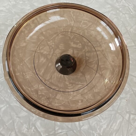 Pyrex Visions & Fireside V-1-C Amber Lid 6.5" small brown round glass top - Picture 7 of 8